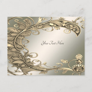 Cartão Postal Cartão-postal Dourado Elegante
