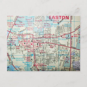 Cartão Postal Cartão-postal EASTON MD, Vintage Map