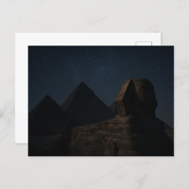 Cartão Postal Cartão-postal egípcio Sphinx Pyramids Night Sky