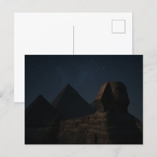 Cartão Postal Cartão-postal egípcio Sphinx Pyramids Night Sky