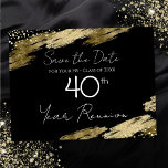 Cartão Postal Cartão-postal Elegante de 40.ª classe, preto e Dou<br><div class="desc">Elegante Faux dourado pintura a design. Todo o texto é ajustável e fácil de mudar para as necessidades do seu próprio partido. Salve os cartões postais de reunião da classe Date. preto e ouro,  elegante,  na moda,  roteiro,  moderno,  modesto,  modelo personalizado.</div>