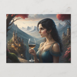 Cartão Postal Cartão-postal elegante de vinho Bebendo