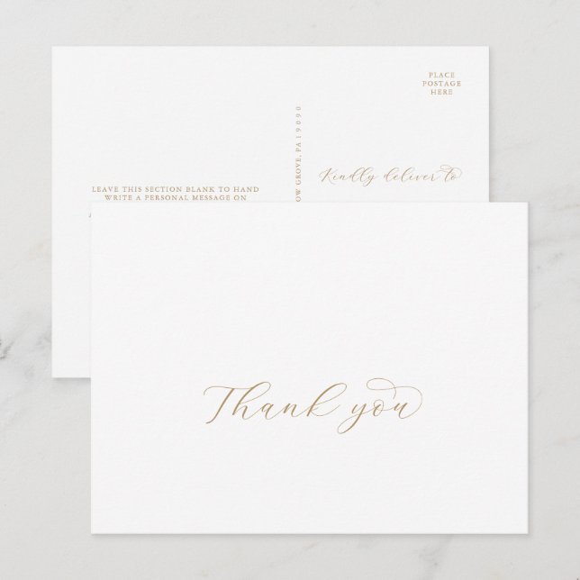 Cartão Postal Cartão-postal Elegante Dourado Obrigado (Frente/Verso)