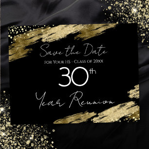 Cartão Postal Cartão-postal Elegante preto e Dourado de Reunião 