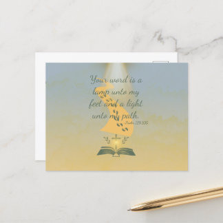 Cartão Postal Cartão-postal Elegante Psalm 119:105 Watercolor