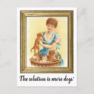 Cartão Postal Cartão-postal Engraçado "A Solução É Mais Cães"