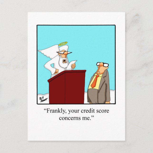 Cartão Postal Cartão-postal engraçado "Credit Score Heaven" (Frente)