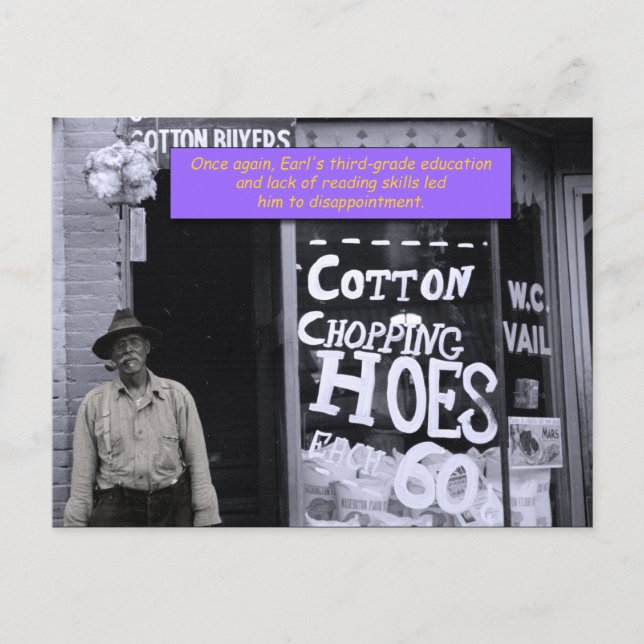 Cartão Postal Cartão-postal engraçado - Hoes de algodão (Frente)