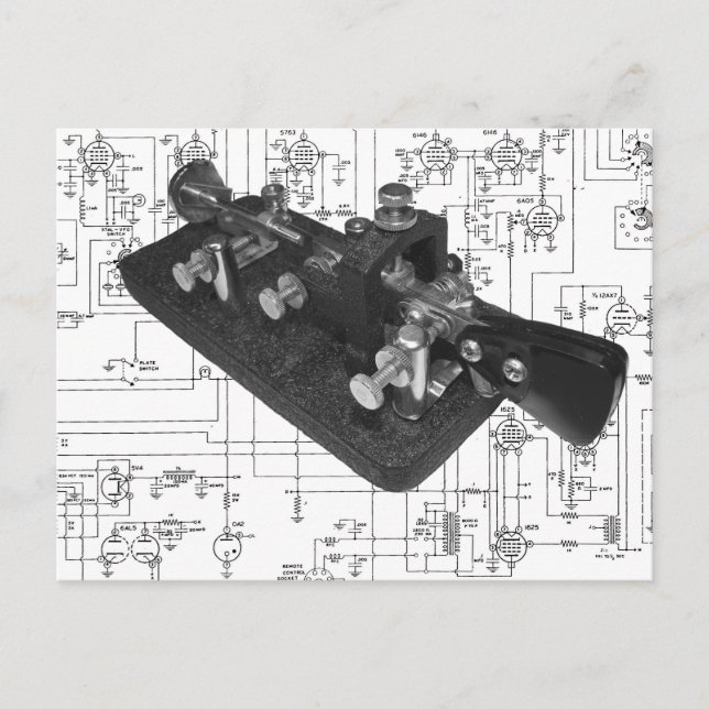 Cartão Postal Cartão-postal Esquemático da Chave de Rádio do Cód (Frente)