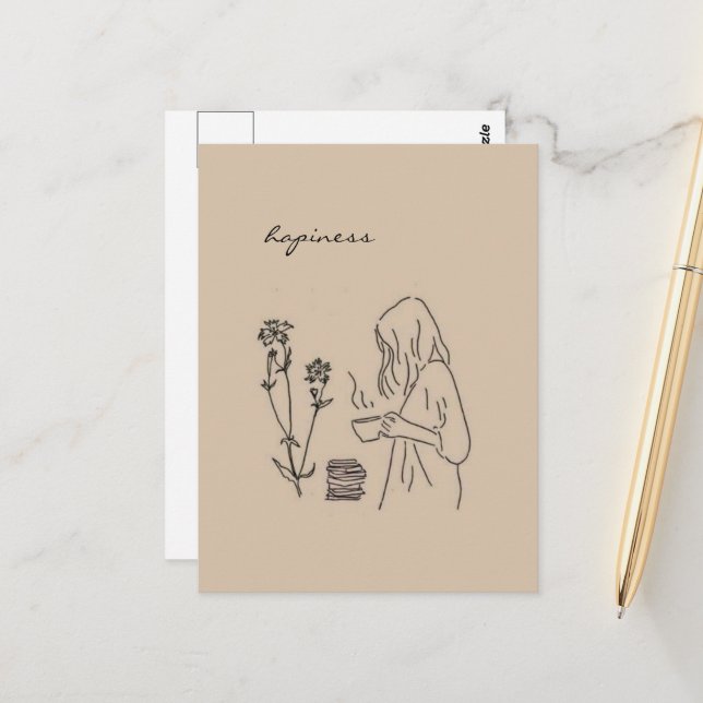 Cartão Postal Cartão-postal estético de felicidade (Frente/Verso In Situ)