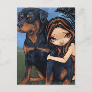 Cartão Postal Cartão-postal "Fada com Rottweiler"