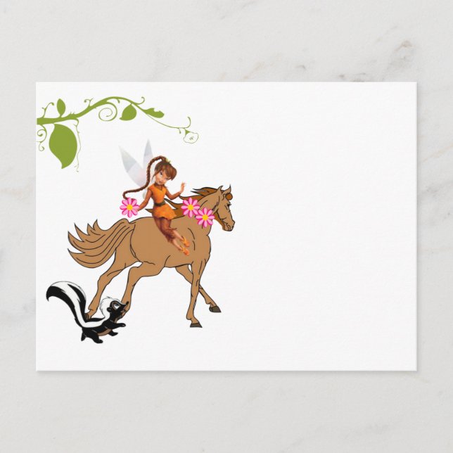 Cartão Postal Cartão-postal Fairy Horse Skunk Floral (Frente)