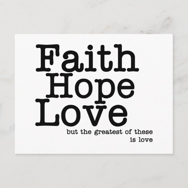 Cartão Postal Cartão-postal Faith Hope Love (Frente)
