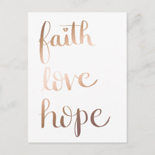 Cartão Postal Cartão-postal Faith Love Hope Gold