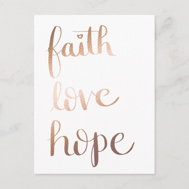 Cartão Postal Cartão-postal Faith Love Hope Gold (Frente)