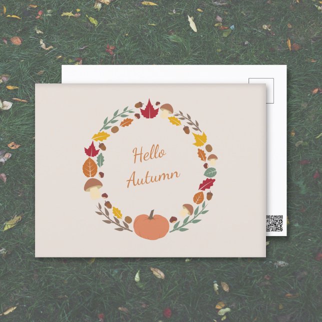 Cartão Postal Cartão-postal Fall Wreath (Fall Wreath Postcard)