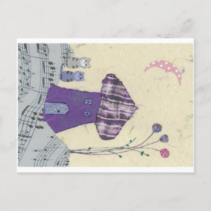 Cartão Postal Cartão-postal fantástico com casa de banheiro roxo