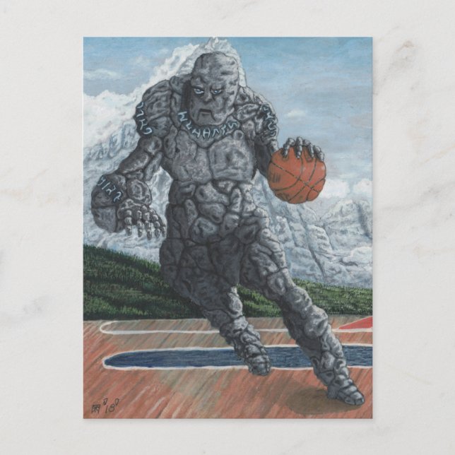 Cartão Postal Cartão-postal Fantástico Jogador de Basquete Golem (Frente)