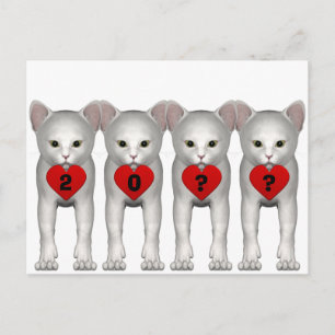 Cartão Postal Cartão-postal Feliz ano novo White Kitten 2024