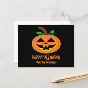 Cartão Postal Cartão-postal Feliz Halloween Sorrindo Bompkin