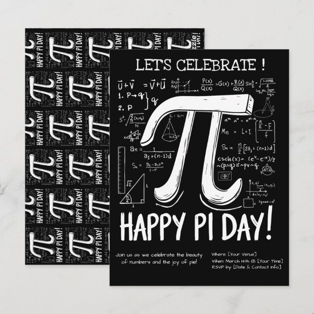 Cartão Postal Cartão-postal Feliz Pi Day - Matemática Divertida (Frente/Verso)