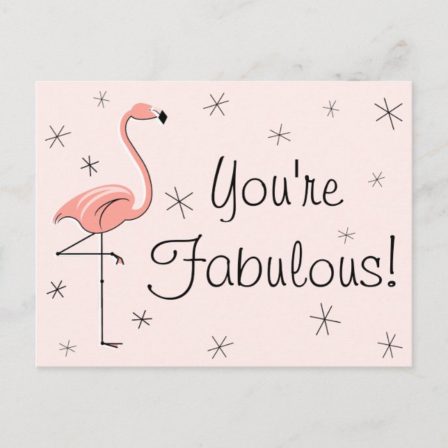 Cartão Postal Cartão-postal Flamingo Pink "Você é Fabuloso!" (Frente)