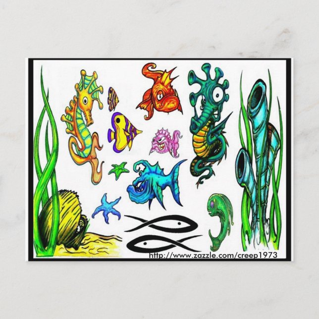 Cartão Postal Cartão-postal Flash de tatuagem (Frente)