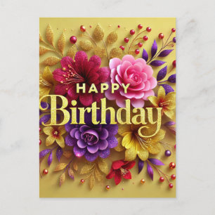 Cartão Postal Cartão-postal Floral Amarelo