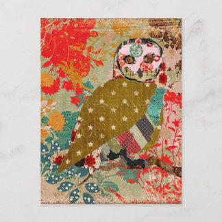 Cartão Postal Cartão-postal Floral de rosa Owl