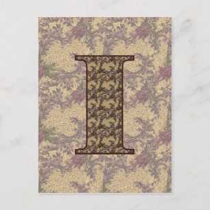 Cartão Postal Cartão-postal Floral Elegante Monograma Inicial I