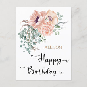 Cartão Postal Cartão-postal Floral Floral de Aniversário Feliz