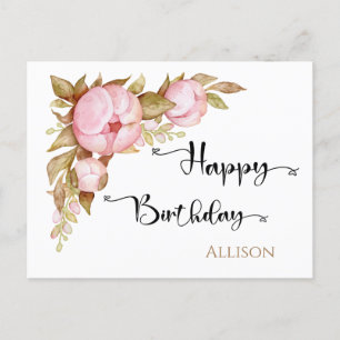 Cartão Postal Cartão-postal Floral Floral de Aniversário Feliz