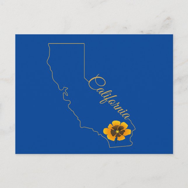 Cartão Postal Cartão-postal Floral Poppy State Ouro California (Frente)