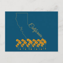 Cartão-postal Floral Poppy State Ouro California