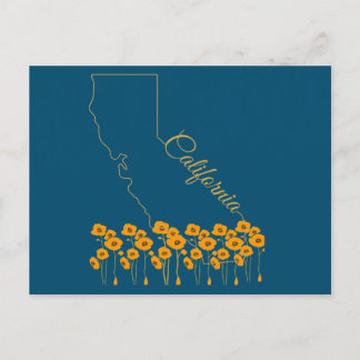 Cartão Postal Cartão-postal Floral Poppy State Ouro California