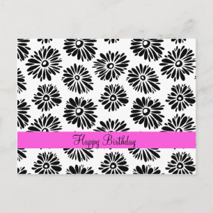 Cartão Postal Cartão-postal floral preto e branco