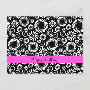 Cartão Postal Cartão-postal floral preto e branco