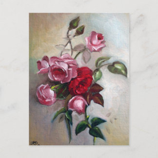 Cartão Postal Cartão-postal Floral Rosa e Rosa vermelha