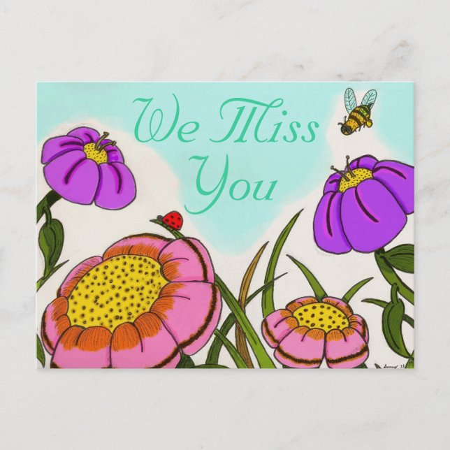 Cartão Postal Cartão-postal Flower Meadow "We Miss You" (Frente)