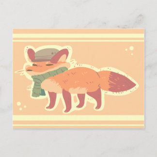 Cartão Postal Cartão-postal Fox com Chapéu e Scarf