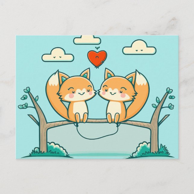 Cartão Postal Cartão-postal Fox Love (Frente)
