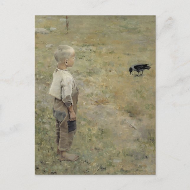 Cartão Postal Cartão-postal Gallen-Kallela Gosse och kråka CC046 (Frente)