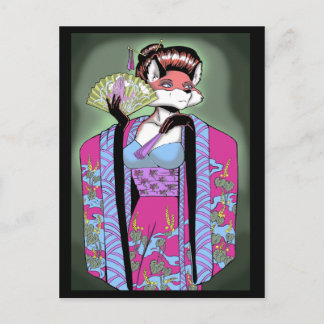 Cartão Postal Cartão-postal Geisha Fox