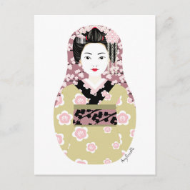 Cartão Postal Cartão-postal Geisha Matryoshka