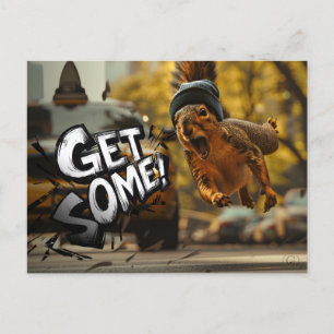 Cartão Postal Cartão-postal "Get some" do Esquilo de Ação Engraç