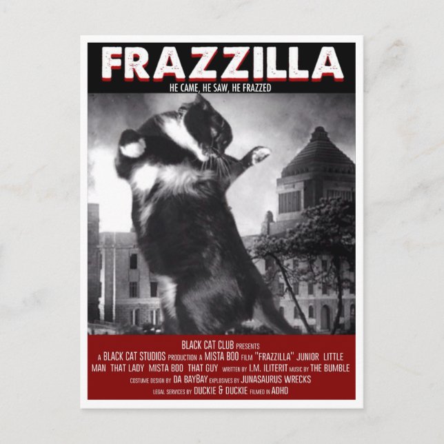 Cartão Postal Cartão-postal Godzilla Cat (Frente)