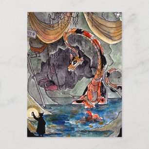 Cartão Postal Cartão-postal Goldfish Dragon