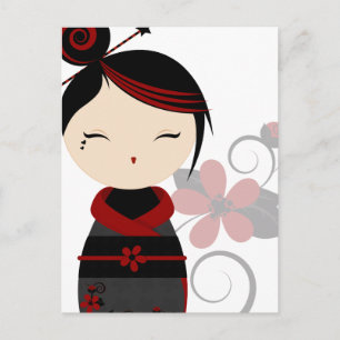 Cartão Postal Cartão-postal Gothic Kokeshi