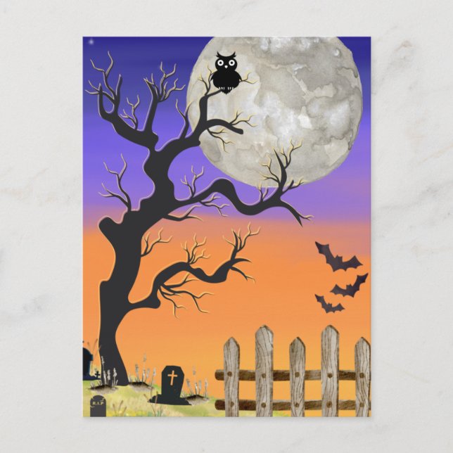 Cartão Postal Cartão-postal Graveyard Halloween (Frente)