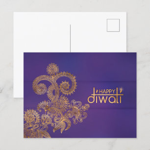 Cartão Postal Cartão-postal Happy Diwali para ouro